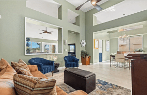 Spacious living area with modern decor